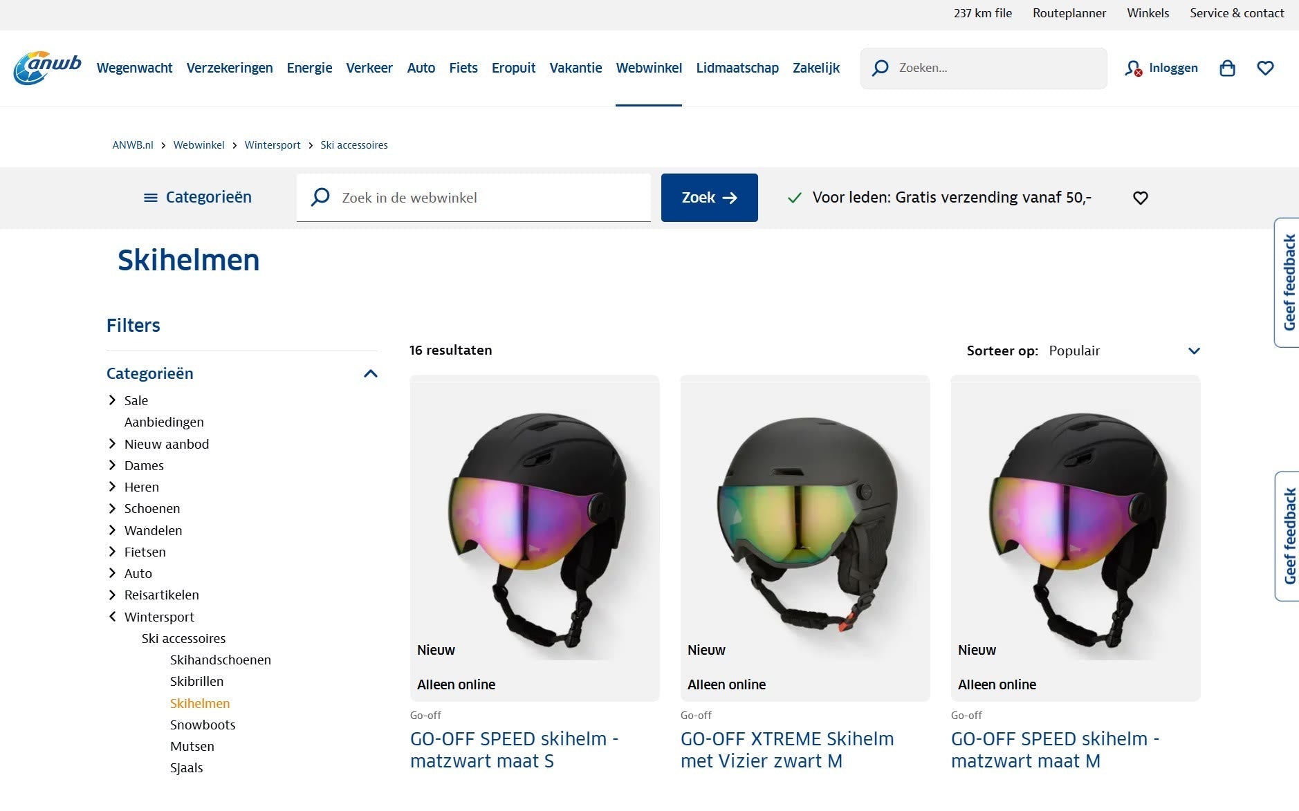 ANWB kiest, na strenge selectie, voor GO-OFF helmen in de webshop