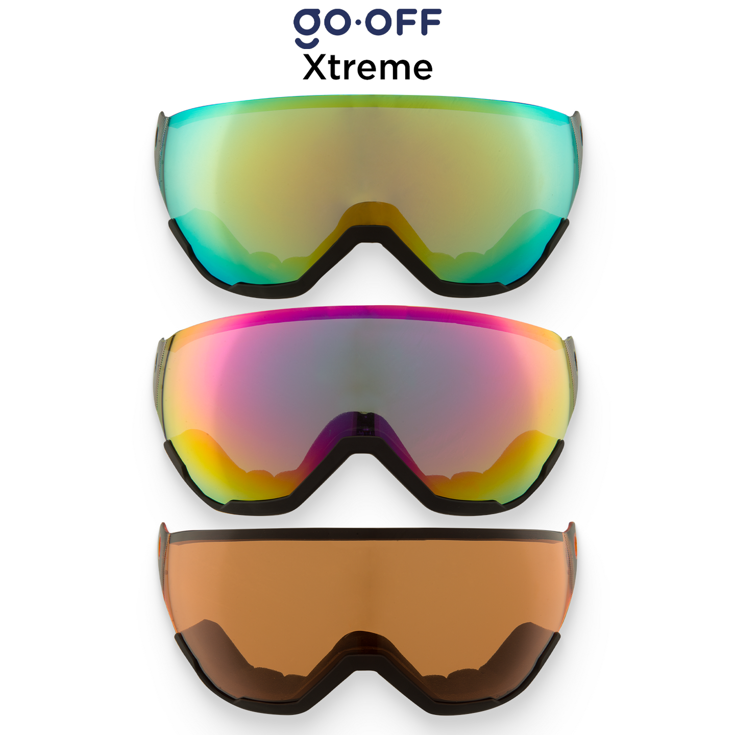GO-OFF Xtreme skihelm - set van 3 vizieren voor alle weersomstandigheden en zon