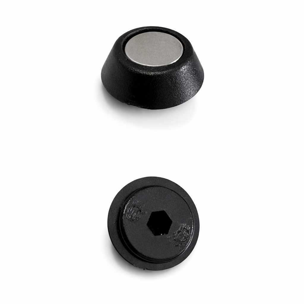 Set (3 stycken) magneter med svarta fästklämmor.